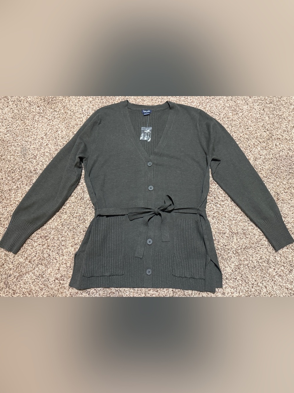 Splendid Belted Button-Front Cardigan Sweater – Olive Green Womens M NWOT - Picture 5 of 11